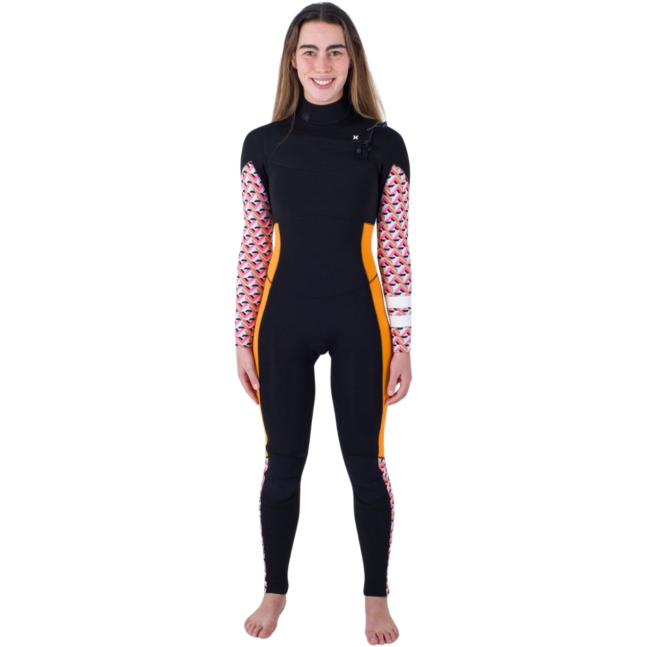 Hurley Frauen Plus Printed 4/3mm Brustreißverschluss Neoprenanzug WFS0012433 - Gym Red / Burghundy Crush
